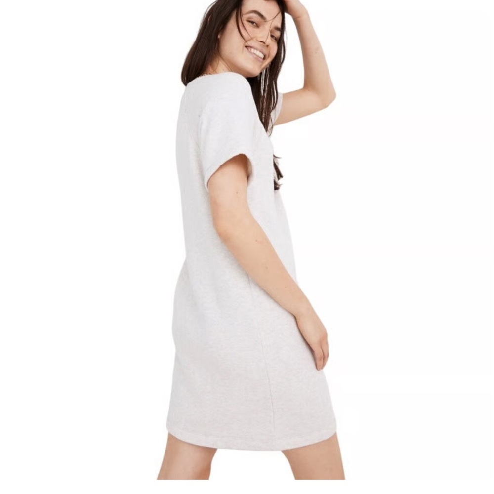 Madewell MWL Airyterry Sweatshirt Tee Dress Gray Small Short Sleeve Casual